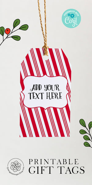 Candy Cane Striped Gift Tags - Red - Greengate Images