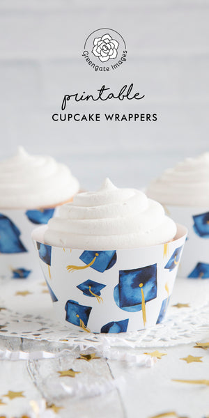 Royal Blue Graduation Cupcake Wrapper - Greengate Images