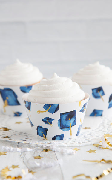 Royal Blue Graduation Cupcake Wrapper - Greengate Images