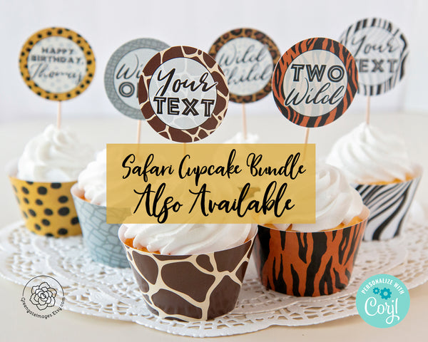 Zebra Print Cupcake Wrappers + Toppers - Greengate Images
