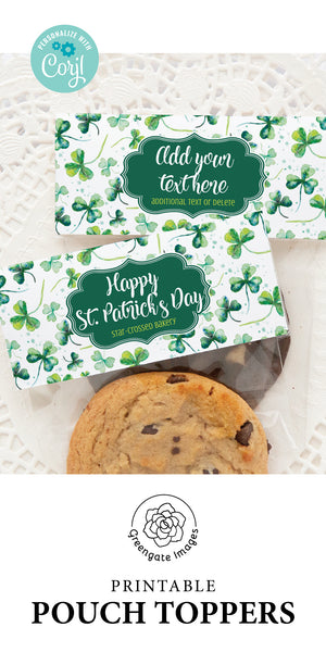 3.5" & 4.5" Shamrock Cookie Pouch Topper
