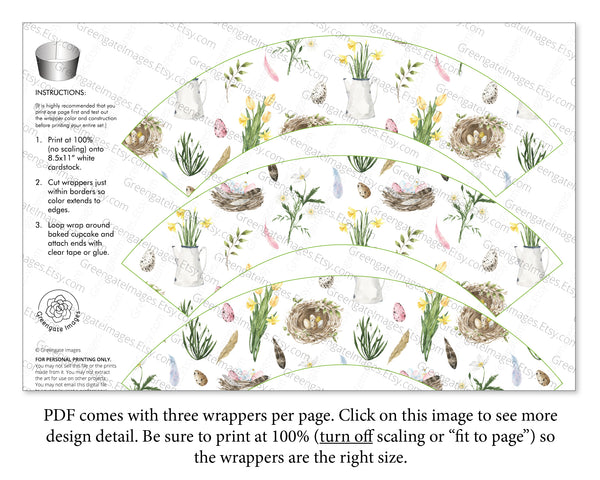 Spring Cupcake Wrapper - Natural Elements - Greengate Images
