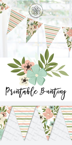 Spring Bunting - Flowers and Stripes - Greengate Images