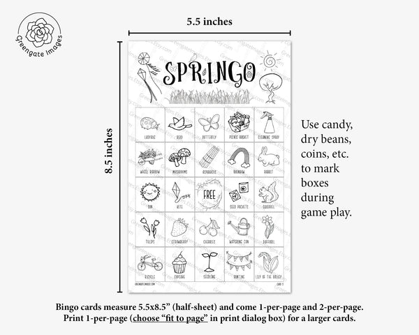Springo (Spring Bingo) - Black and White Doodles - Greengate Images