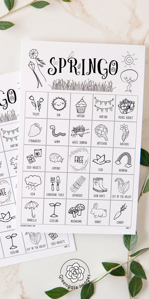Springo (Spring Bingo) - Black and White Doodles - Greengate Images