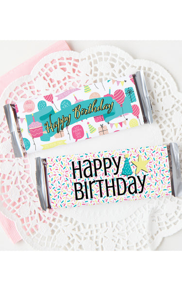 Happy Birthday Candy Bar Wrappers - Greengate Images
