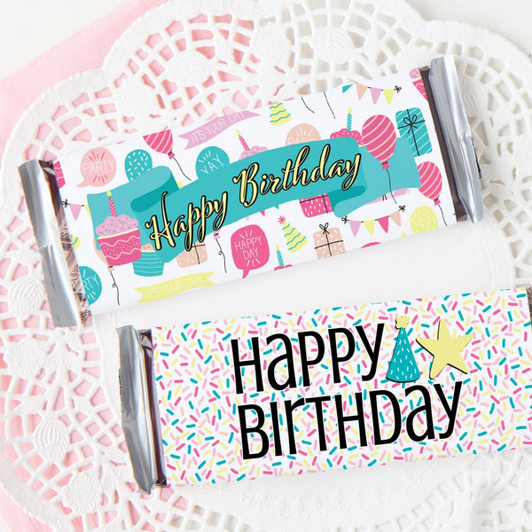 Happy Birthday Candy Bar Wrappers - Greengate Images
