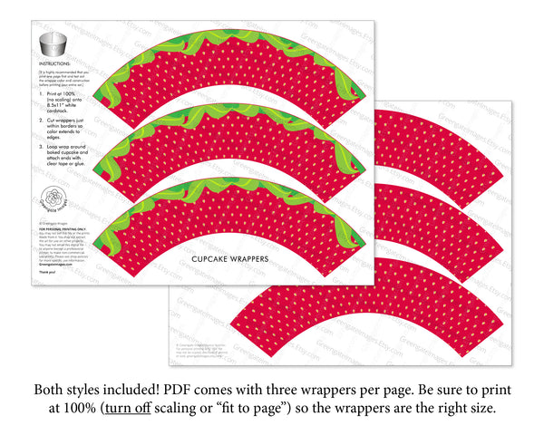 Strawberry Cupcake Wrapper Duo - Greengate Images