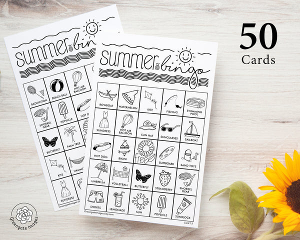 Summer Bingo - Black and White - Greengate Images