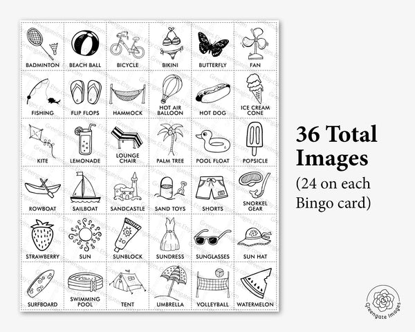 Summer Bingo - Black and White - Greengate Images