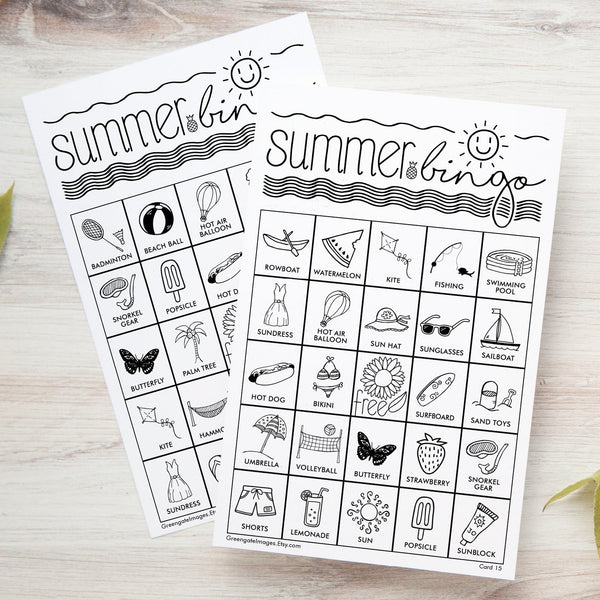 Summer Bingo - Black and White - Greengate Images