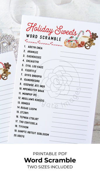 Holiday Sweets Word Scramble - Greengate Images