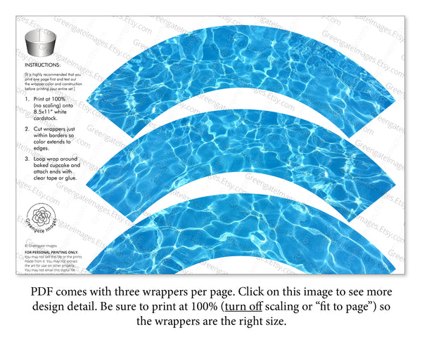 Swimming Pool Cupcake Wrapper - Greengate Images