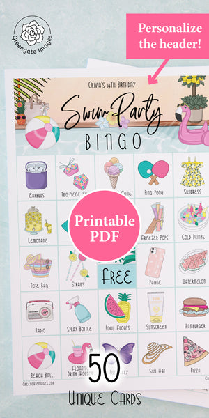 Pool Party Bingo - Greengate Images
