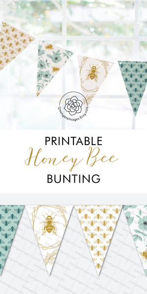 Teal/Gold Honey Bee Bunting Set - Greengate Images