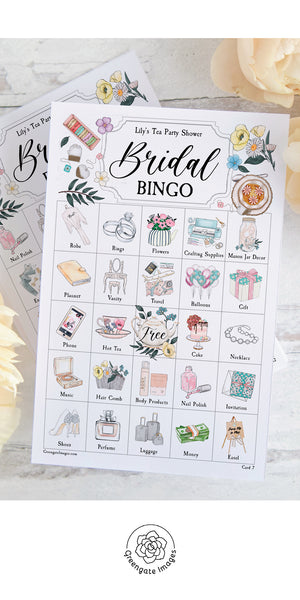 Tea Party Bridal Shower Bingo Cards - Greengate Images