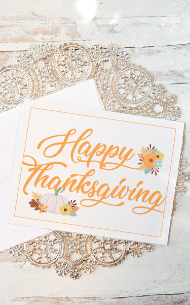 Pumpkins and Flowers Thanksgiving Card - Greengate Images