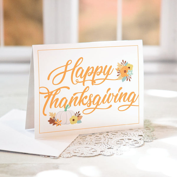Pumpkins and Flowers Thanksgiving Card - Greengate Images