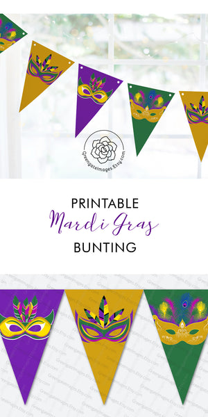 Mardi Gras Bunting - Multicolored Masks - Greengate Images