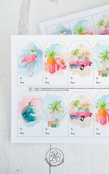 Tropical Christmas Gift Tag Set - Greengate Images