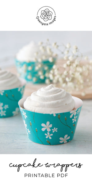 Turquoise Floral Cupcake Wrapper