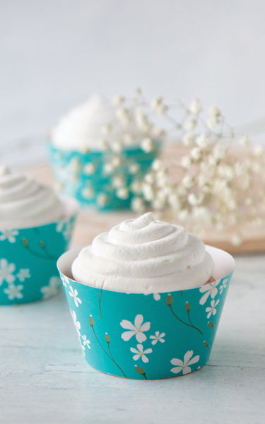 Turquoise Floral Cupcake Wrapper - Greengate Images
