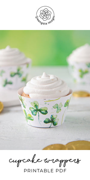 Watercolor Shamrock Cupcake Wrapper - Greengate Images