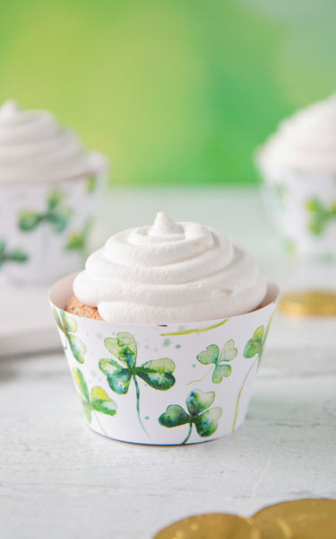 Watercolor Shamrock Cupcake Wrapper - Greengate Images