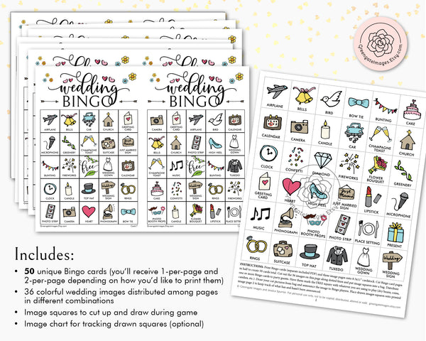 Wedding Bingo - Color Doodles - Greengate Images