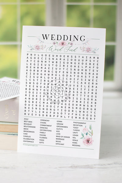 Wedding Word Find - General Greenery and Roses - Greengate Images