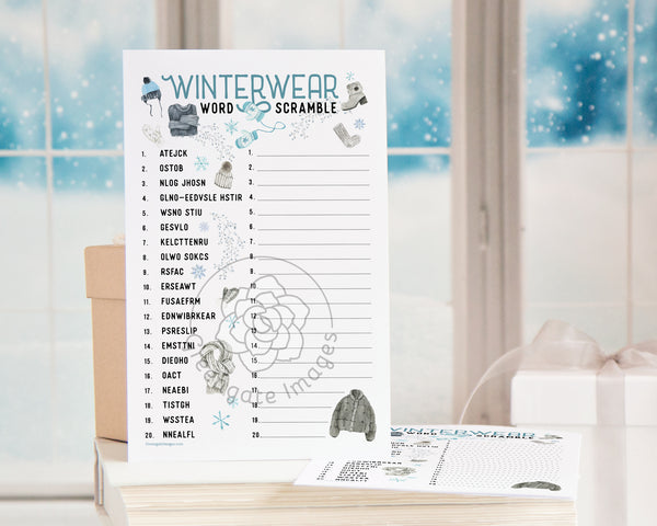 Winter Word Scramble - Cold-Weather Clothing - Greengate Images