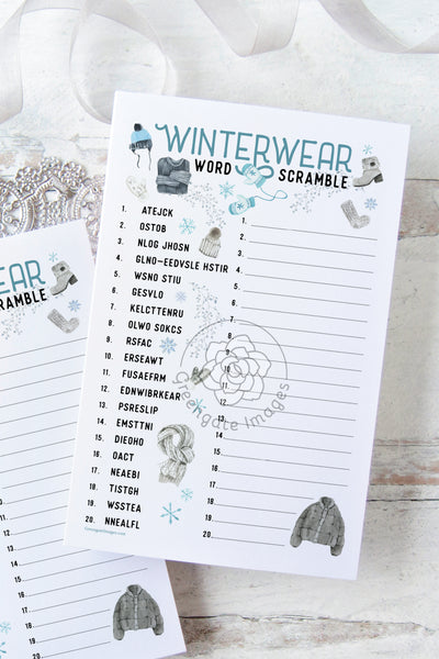 Winter Word Scramble - Cold-Weather Clothing - Greengate Images