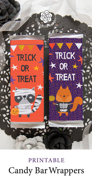 Halloween Woodland Animals Candy Bar Wrappers Duo - Greengate Images