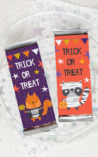 Halloween Woodland Animals Candy Bar Wrappers Duo - Greengate Images