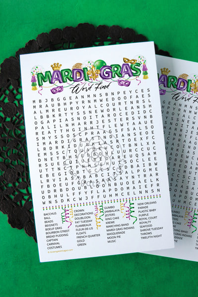 Mardi Gras Word Search - Greengate Images