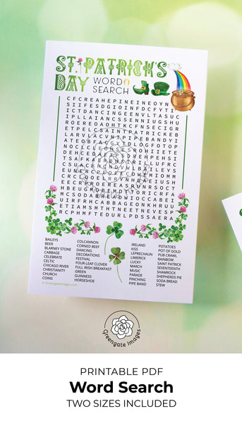 St. Patrick's Day Word Search - 40 Words - Greengate Images