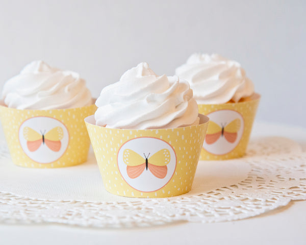 Butterfly Cupcake Wrapper - Yellow