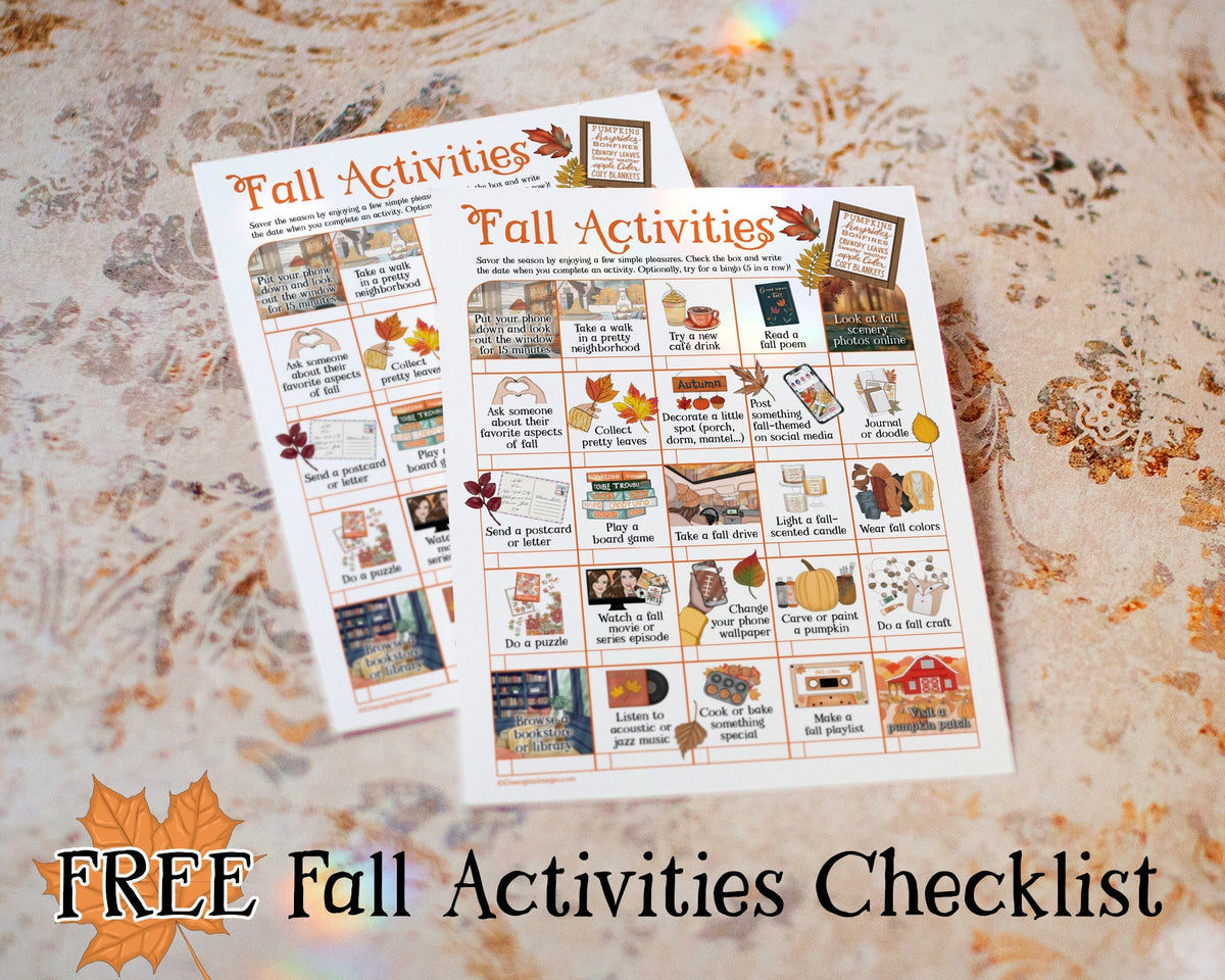 Fall Activity Chart Free Fall Activities Checklist – Greengate Images
