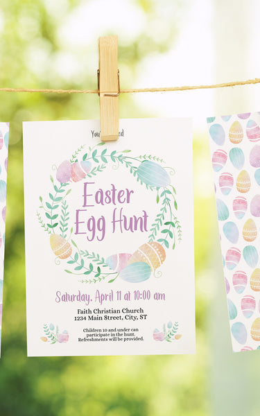Easter Invitation - Egg Wreath
