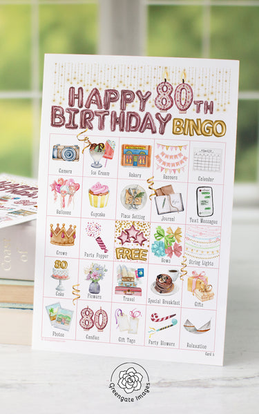 80th Birthday Bingo - Printable Digital Download by Greengate Images