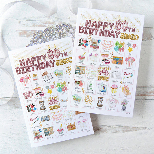 80th Birthday Bingo - Printable Digital Download by Greengate Images