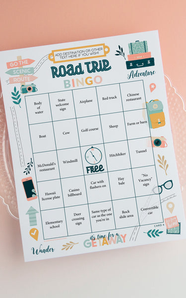 FILLABLE Road Trip/Travel Bingo Template