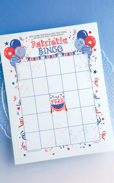 FILLABLE Patriotic Bingo Template