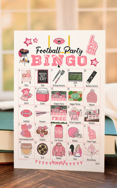 Pink Football Party Bingo
