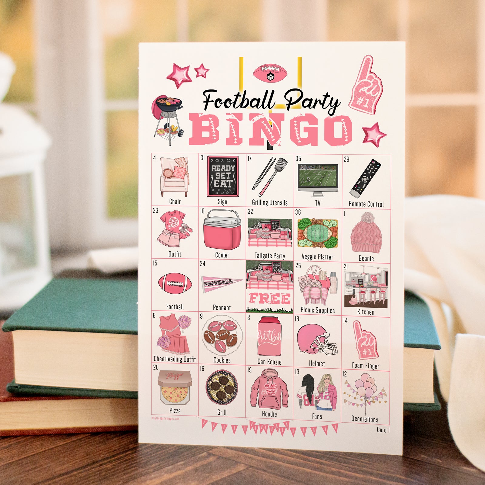 Pink Football Party Bingo