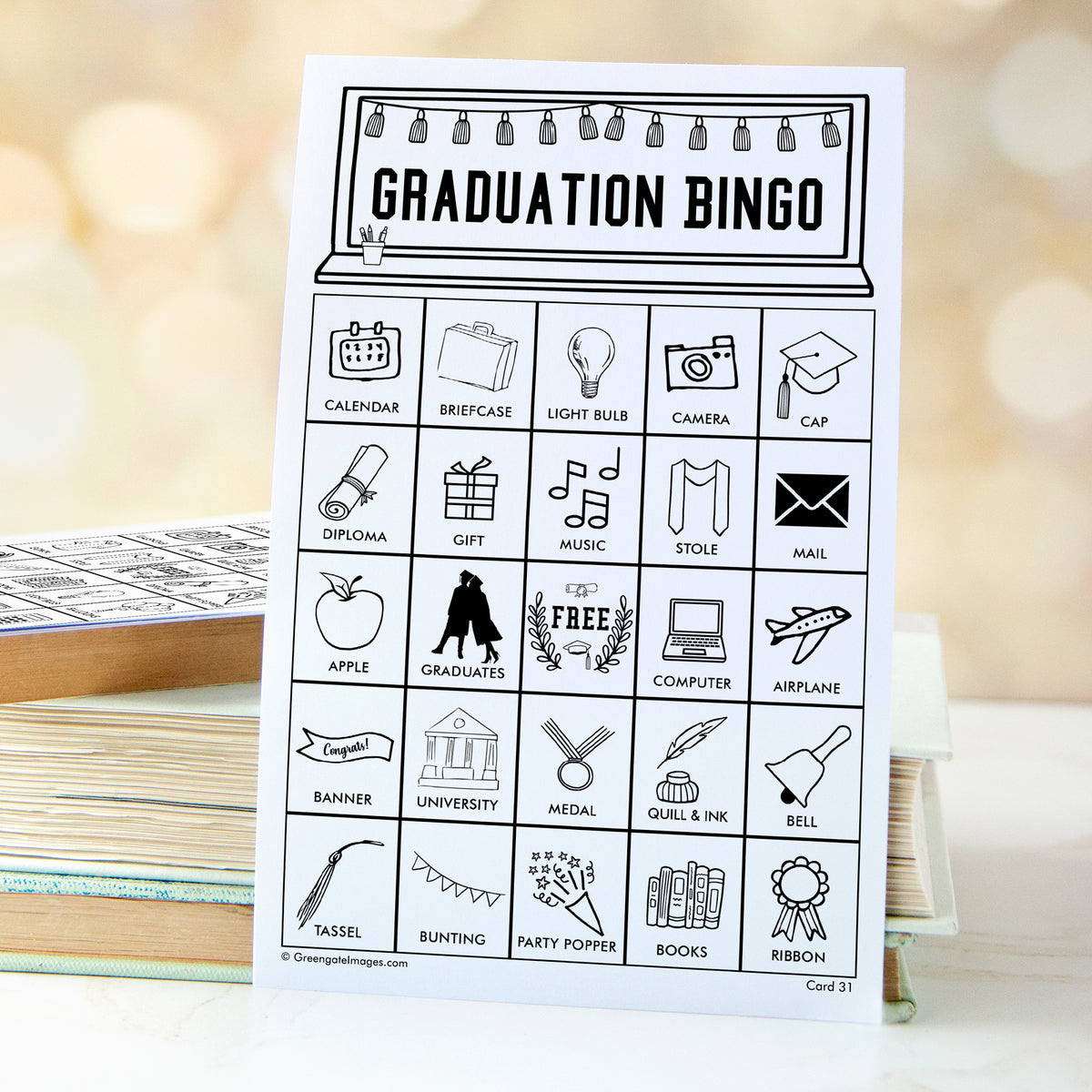 Graduation Bingo - Black and White – Greengate Images