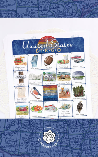United States Bingo - Printable Digital Download by Greengate Images