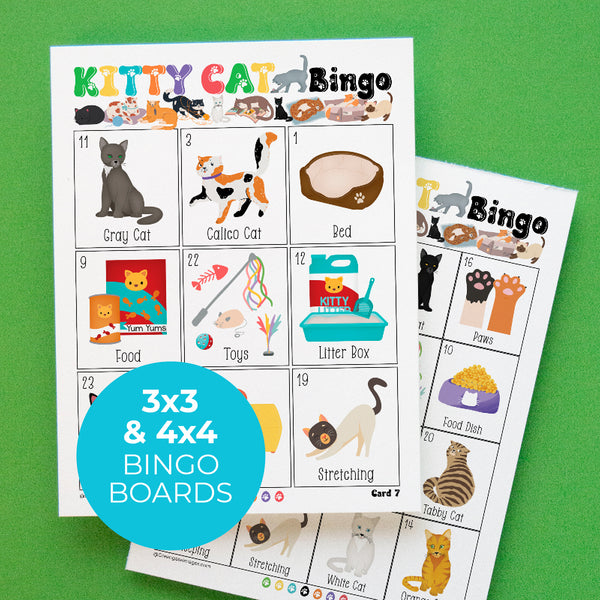 Kitty Cat Bingo for kids - Printable Digital Download by Greengate Images