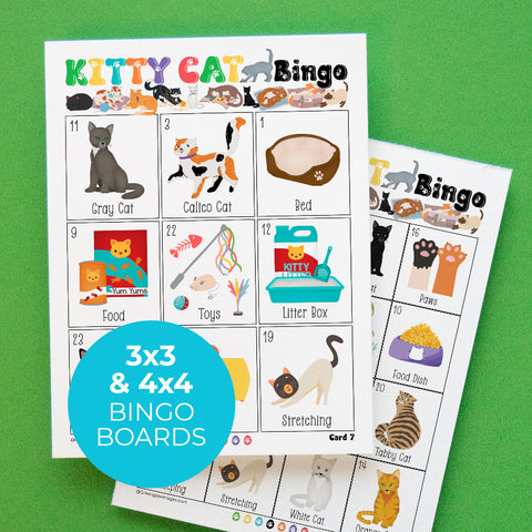 Kitty Cat Bingo for kids - Printable Digital Download by Greengate Images