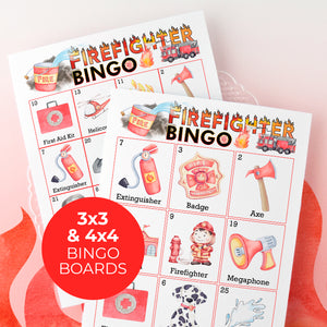 Firefighter Bingo for kids - Printable Digital Download by Greengate Images